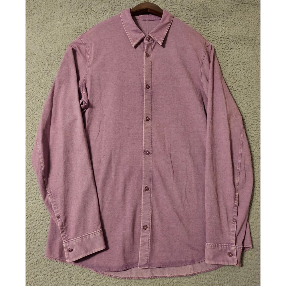 Lululemon Mens Commission Long Sleeve Button Down Shirt Purple Mauve Size XL